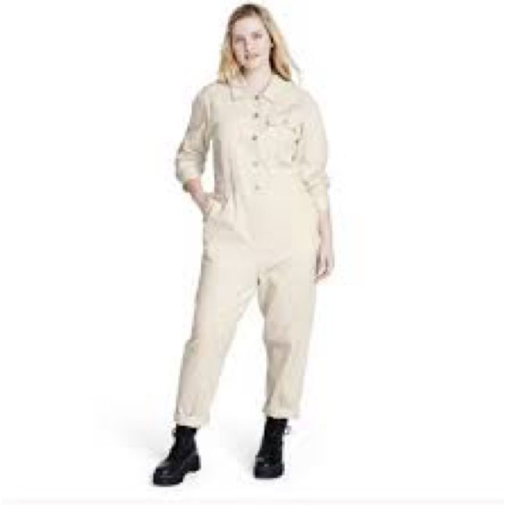 Sandy Liang x Target Women’s Button Front Long Sleeve Jumpsuit Birch Size 12